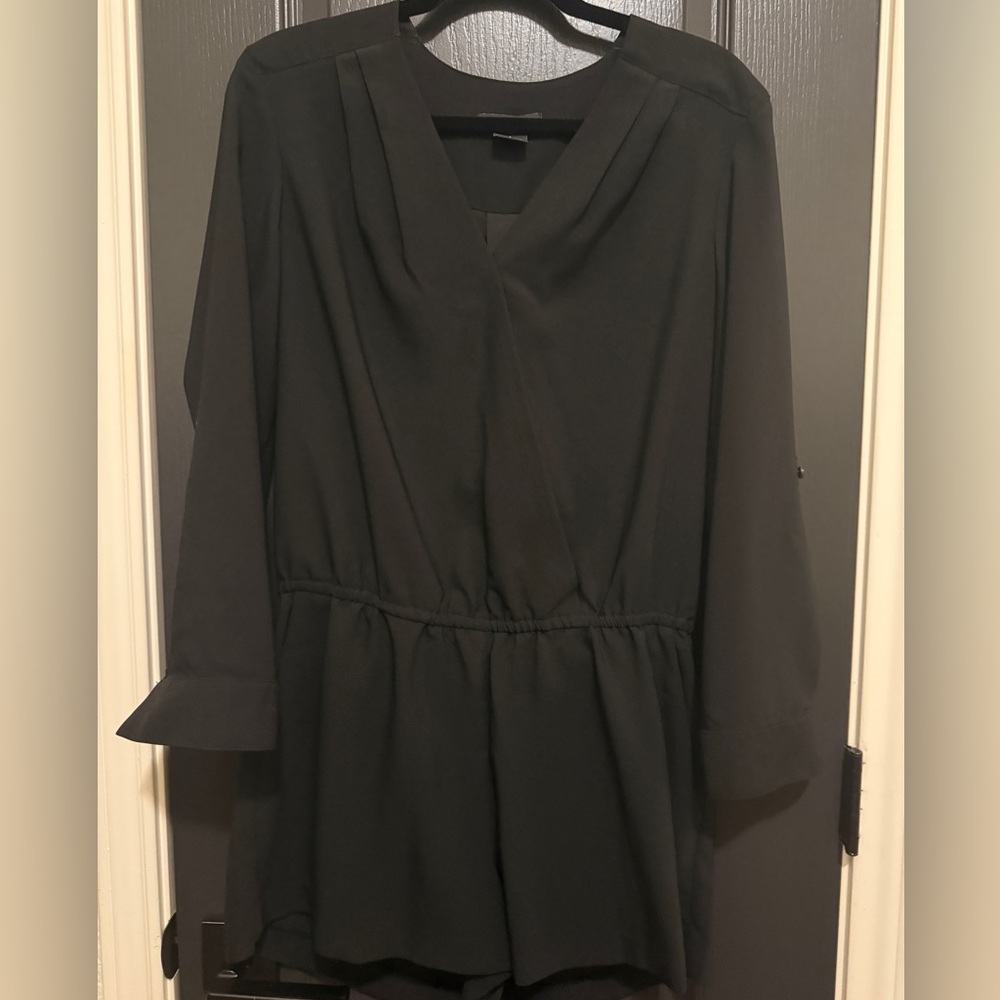 Trouvé Surplice Long Sleeve Romper | Black | Small - Picture 3 of 5